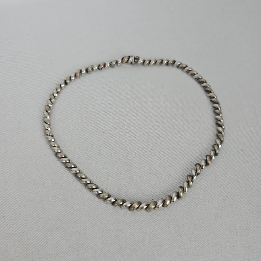 Italian 925 Sterling Silver Chunky Twisted Curb Link Necklace