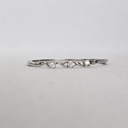 Silver-Tone Twisted Three-Stone Station Bangle Bracelet