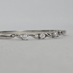 Silver-Tone Twisted Three-Stone Station Bangle Bracelet