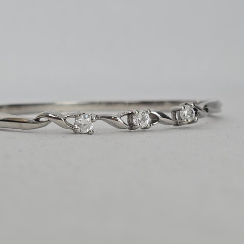 Silver-Tone Twisted Three-Stone Station Bangle Bracelet