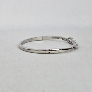 Silver-Tone Twisted Three-Stone Station Bangle Bracelet