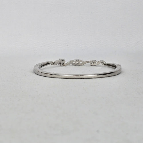 Silver-Tone Twisted Three-Stone Station Bangle Bracelet