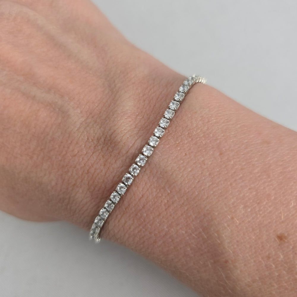 925 Sterling Silver CZ Tennis Adjustable Bracelet