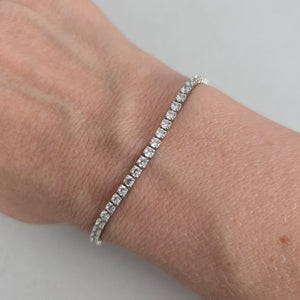925 Sterling Silver CZ Tennis Adjustable Bracelet