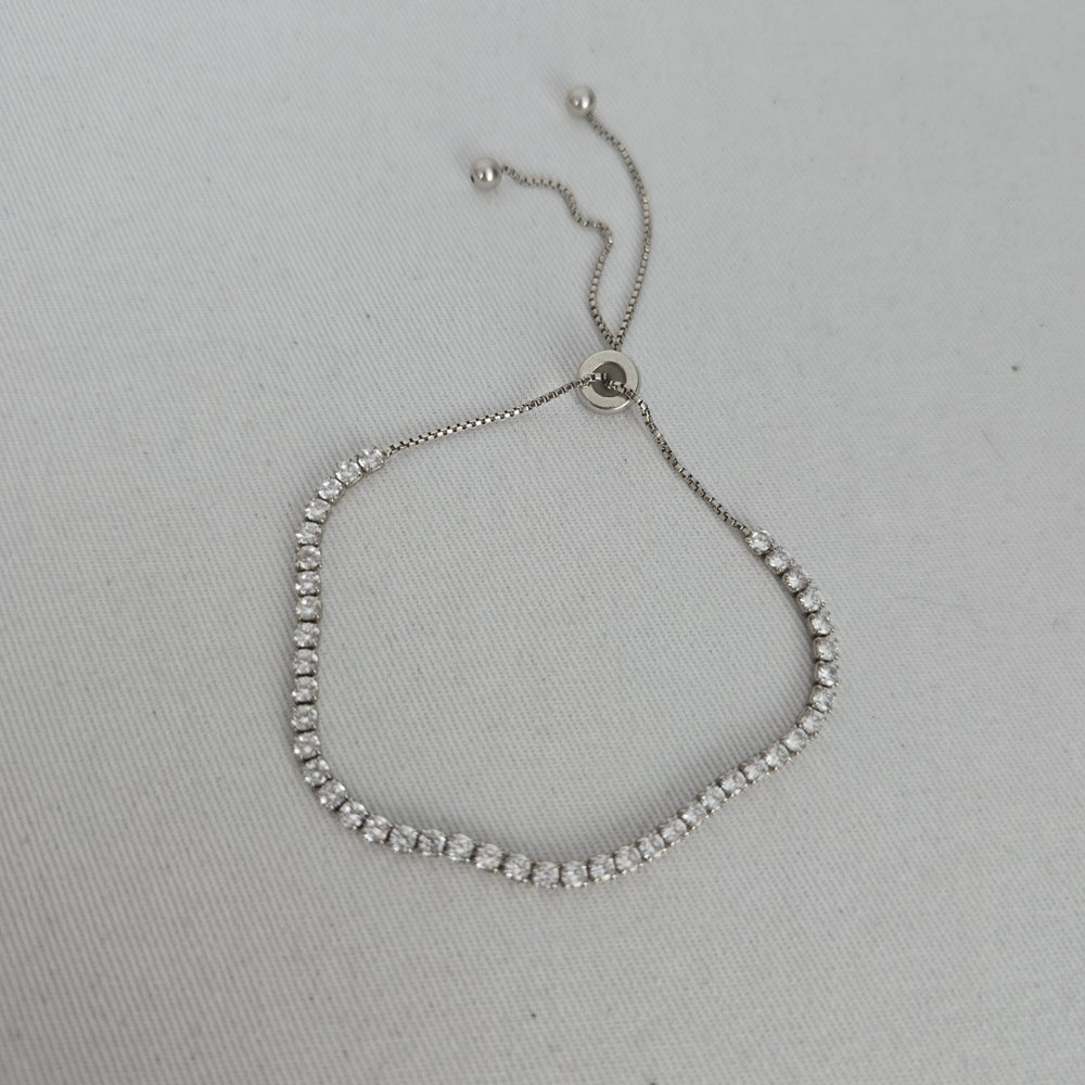 925 Sterling Silver CZ Tennis Adjustable Bracelet