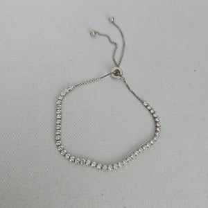 925 Sterling Silver CZ Tennis Adjustable Bracelet
