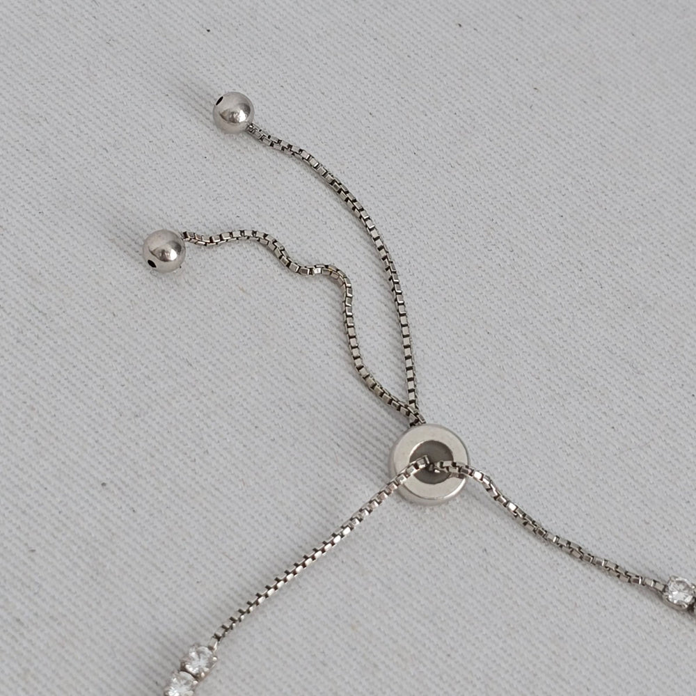 925 Sterling Silver CZ Tennis Adjustable Bracelet