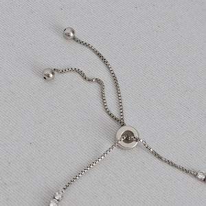 925 Sterling Silver CZ Tennis Adjustable Bracelet
