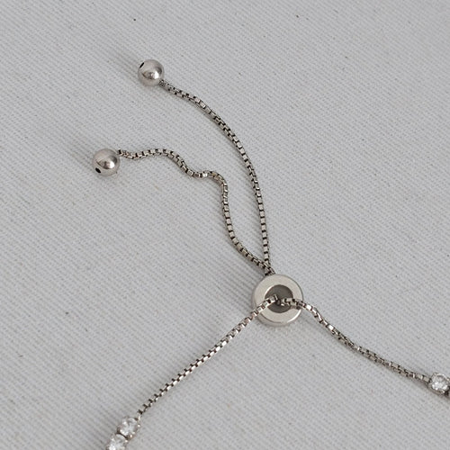 925 Sterling Silver CZ Tennis Adjustable Bracelet