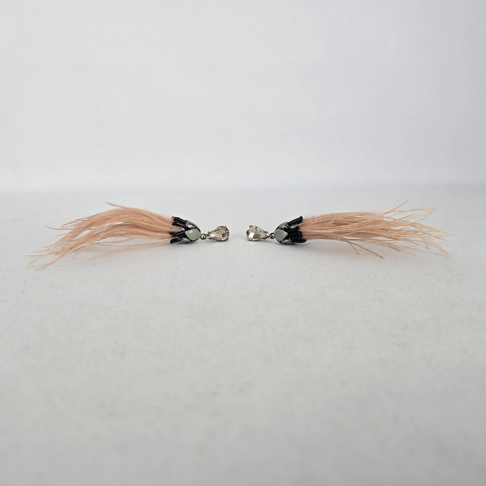 Stella & Dot Verona Ostrich Feather Drop Earrings