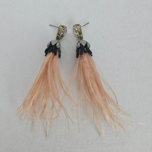 Stella & Dot Verona Ostrich Feather Drop Earrings