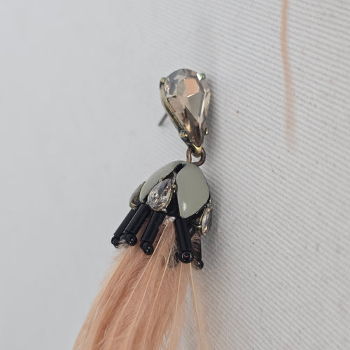 Stella & Dot Verona Ostrich Feather Drop Earrings
