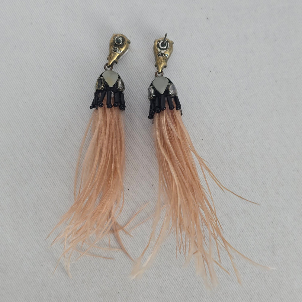 Stella & Dot Verona Ostrich Feather Drop Earrings