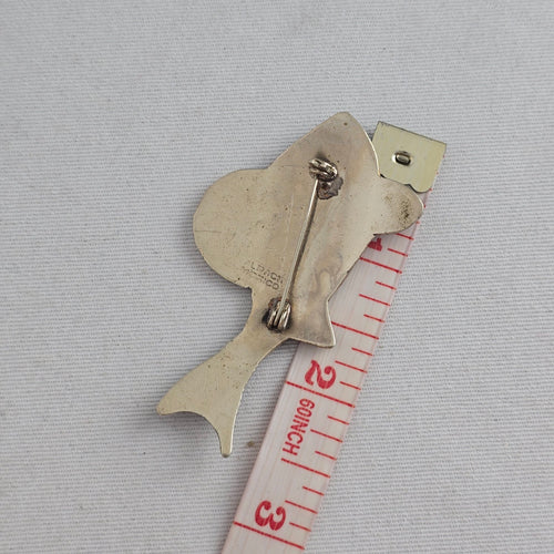 Vintage Mexico Alpaca Sterling Silver Abalone Shell Fish Brooch Pin
