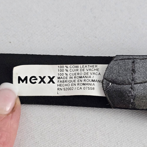 MEXX Metallic Gray Snakeskin Embossed Leather Belt - Size M/L
