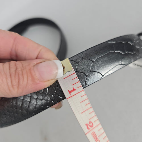 MEXX Metallic Gray Snakeskin Embossed Leather Belt - Size M/L