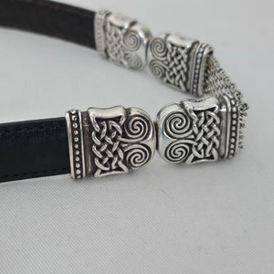 Brighton Brown & Black Leather Celtic Knot Silver-Tone Chain Belt Size S/M