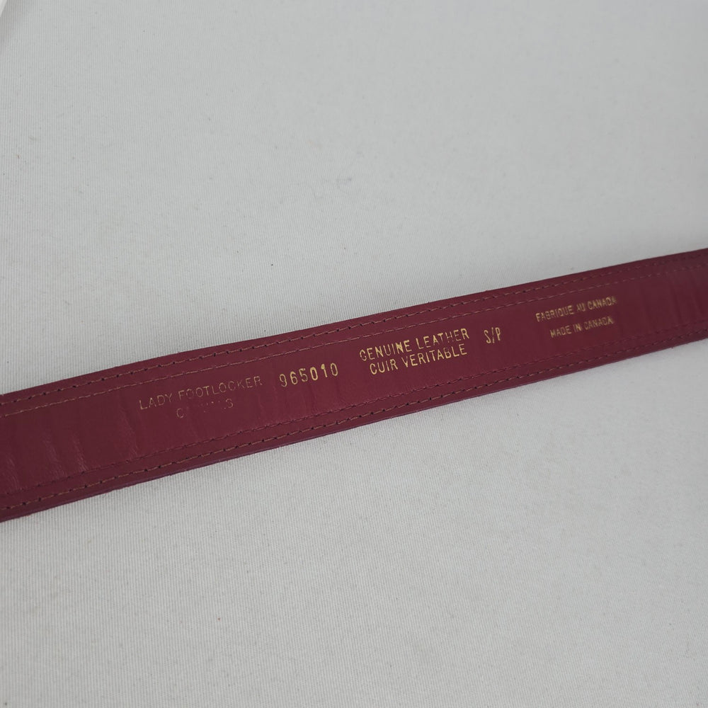 Lady Footlocker Vintage Burgundy Genuine Leather Floral Paisley Belt Size XS