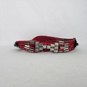 Chico's Red Braided Leather Multi-Strand Statement Belt with Silver-Tone Hardware