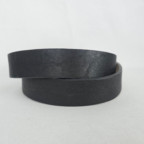 Chico's Black Leather Back Statement Belt with Silver-Tone Round Buckle - Size S/M