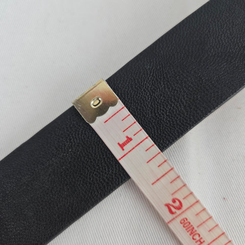 Chico's Black Leather Back Statement Belt with Silver-Tone Round Buckle - Size S/M