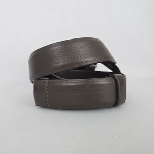 Chico's Brown Genuine Leather Statement Belt with Two-Tone Hammered Buckle Size M/L