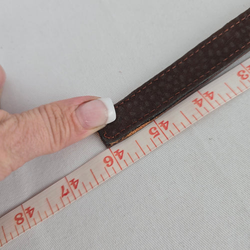 Vintage Durval Brown Leather Floral Embossed Belt with Brass-Tone Flower Buckle Size M/L