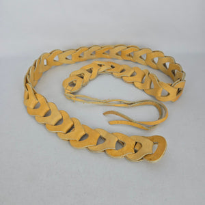 Vintage Mustard Yellow Leather Interlocking Link Tie Belt