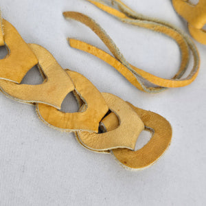 Vintage Mustard Yellow Leather Interlocking Link Tie Belt