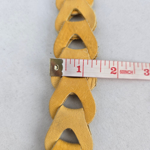 Vintage Mustard Yellow Leather Interlocking Link Tie Belt