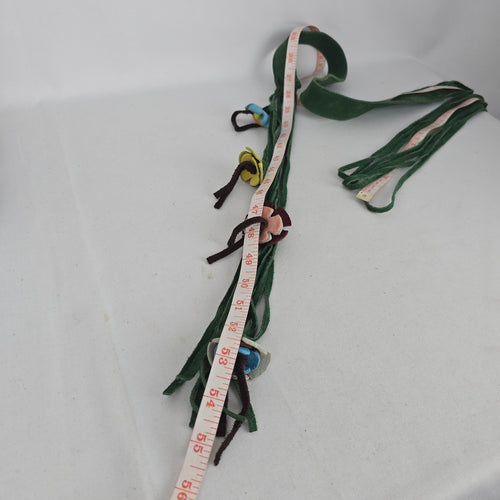 Vintage Green Suede Floral Fringe Tie Belt Size M