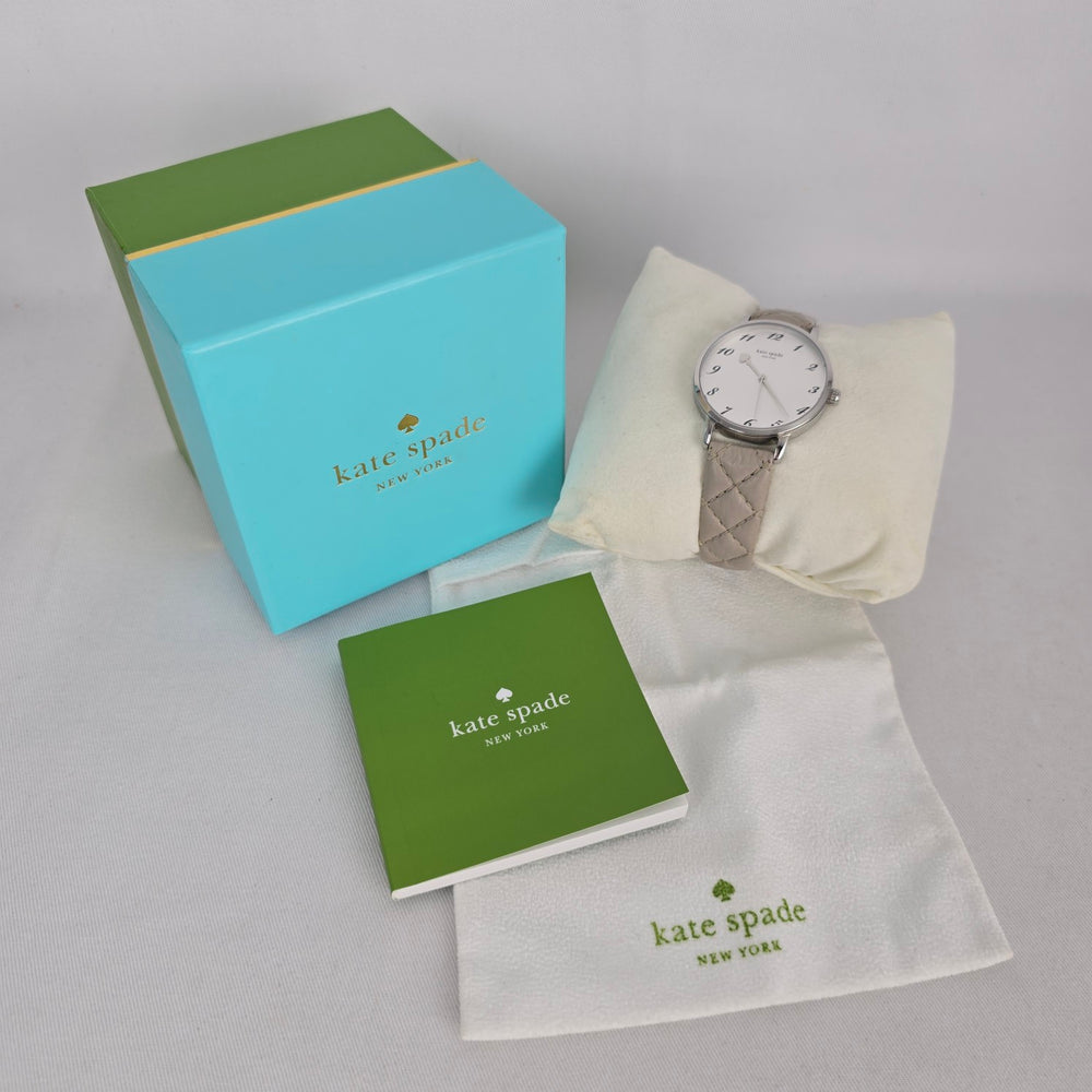 Kate Spade New York White Dial Quilted Leather Strap Watch