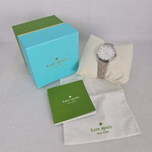 Kate Spade New York White Dial Quilted Leather Strap Watch