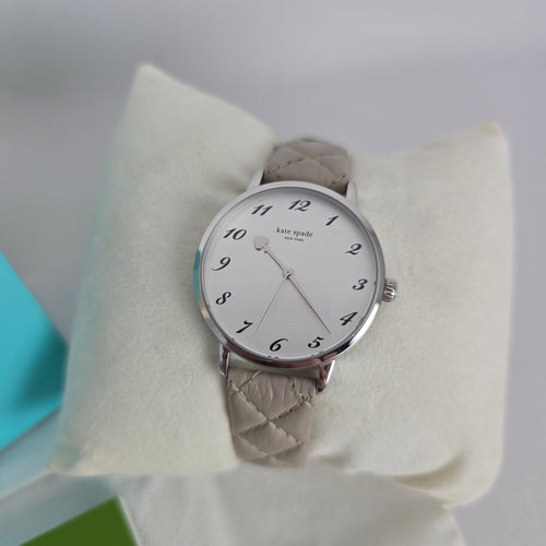Kate Spade New York White Dial Quilted Leather Strap Watch