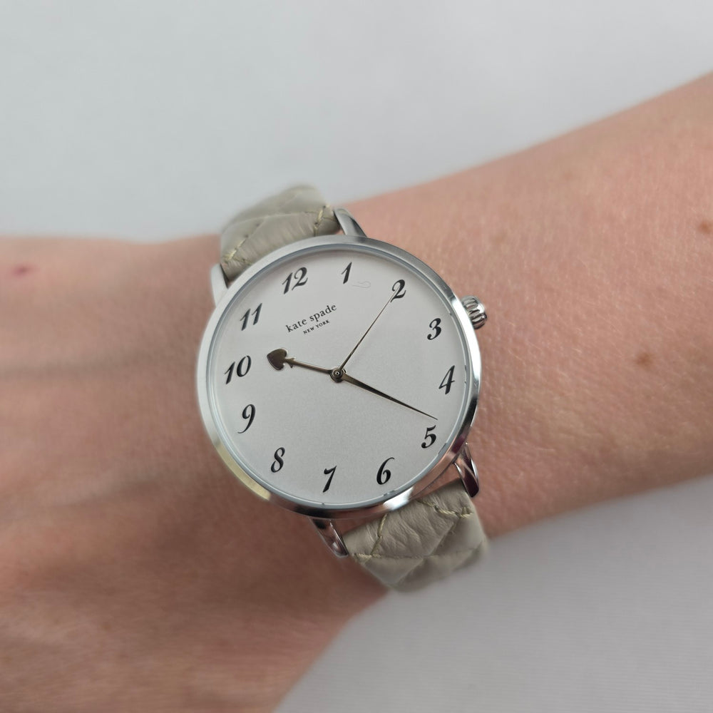 Kate Spade New York White Dial Quilted Leather Strap Watch