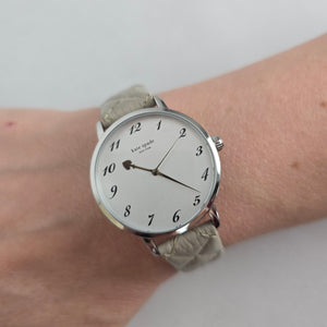 Kate Spade New York White Dial Quilted Leather Strap Watch