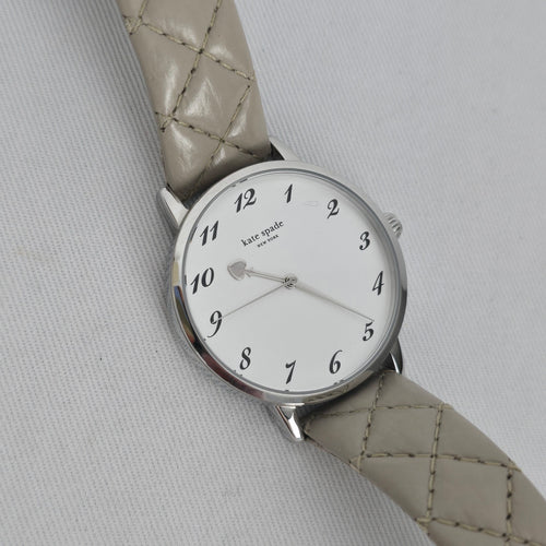 Kate Spade New York White Dial Quilted Leather Strap Watch