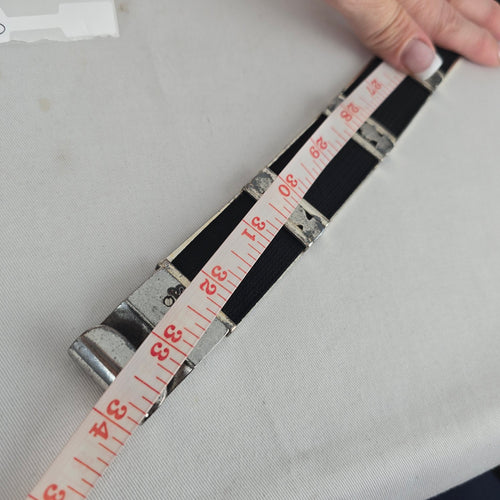 Chico’s Black Stretch Belt with Silver-Tone Ornate Metal Plates Size S/M