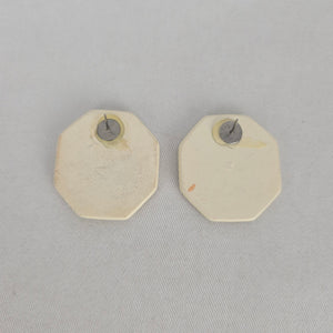 Vintage Southwest Ceramic Geometric Octagon Stud Earrings