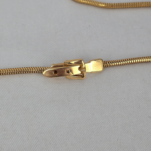 Vintage Gold-Tone Snake Chain Belt with Buckle Clasp Size S