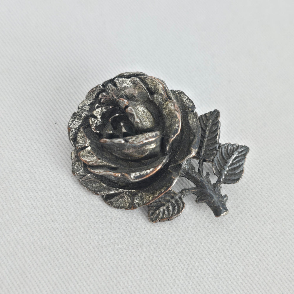 Vintage Miracle Silver-Tone Rose Flower Brooch Pin