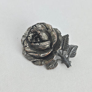 Vintage Miracle Silver-Tone Rose Flower Brooch Pin