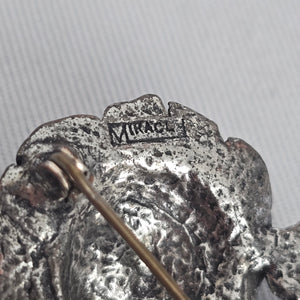 Vintage Miracle Silver-Tone Rose Flower Brooch Pin