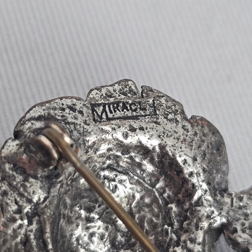 Vintage Miracle Silver-Tone Rose Flower Brooch Pin