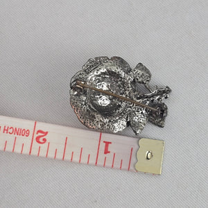 Vintage Miracle Silver-Tone Rose Flower Brooch Pin