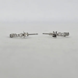 Vintage 925 Sterling Silver Clear Stone Delicate Hoop Earrings