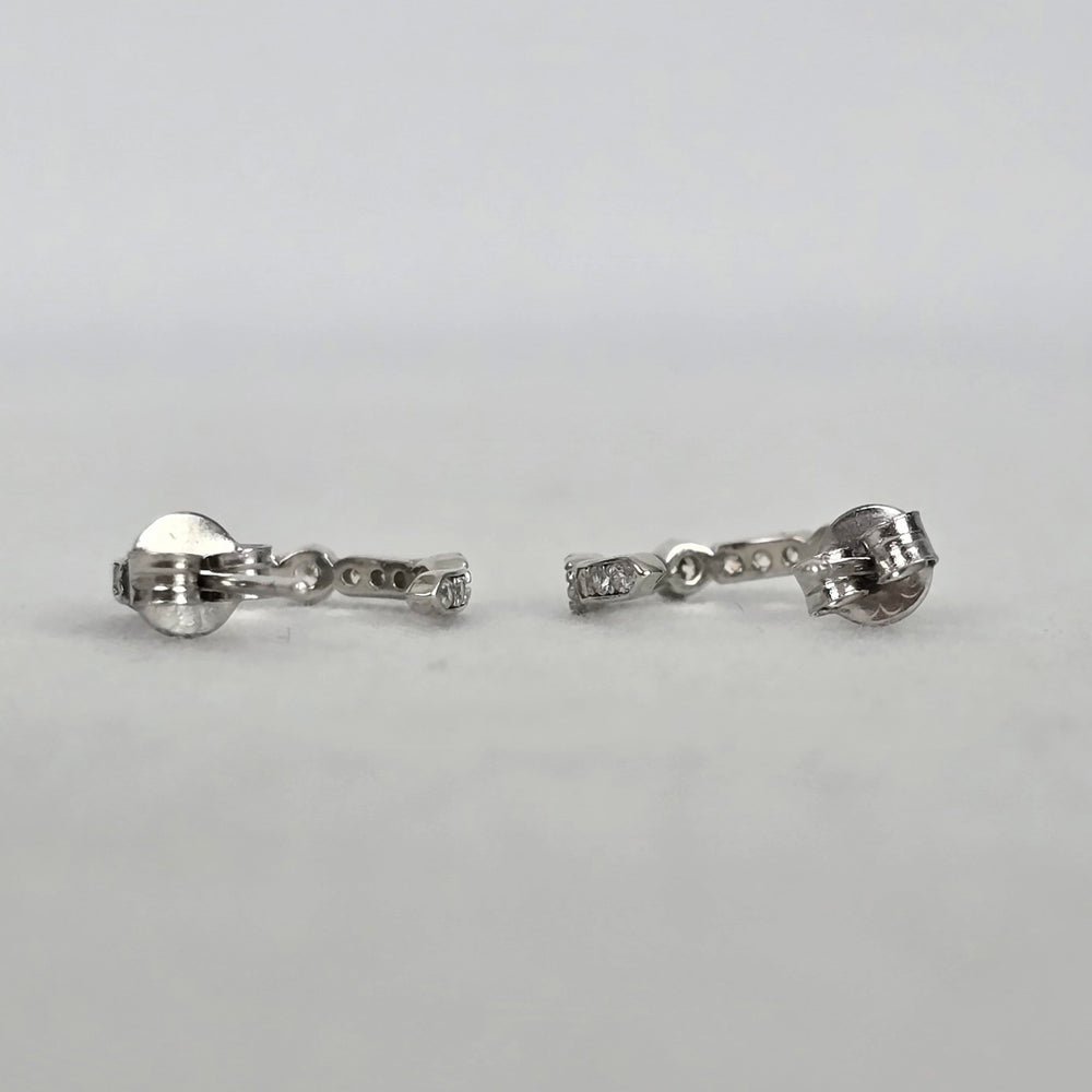 Vintage 925 Sterling Silver Clear Stone Delicate Hoop Earrings