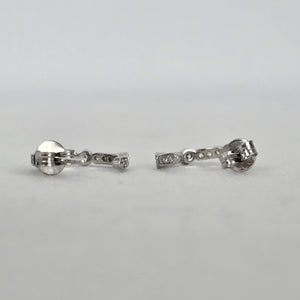 Vintage 925 Sterling Silver Clear Stone Delicate Hoop Earrings
