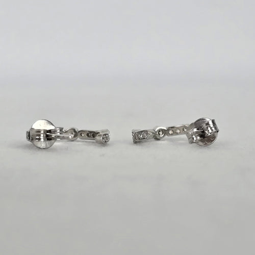 Vintage 925 Sterling Silver Clear Stone Delicate Hoop Earrings