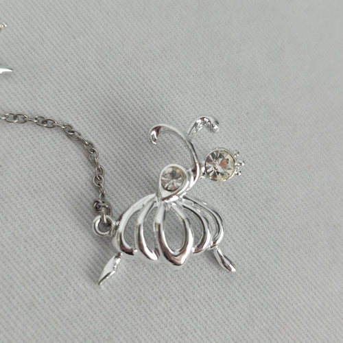 Vintage Silver-Tone Ballerina and Violinist Figural Brooch Set